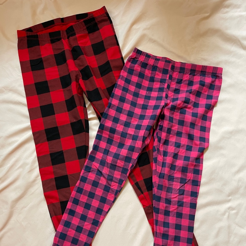 Plaid capri and Plaid legging. Girl size 10/12